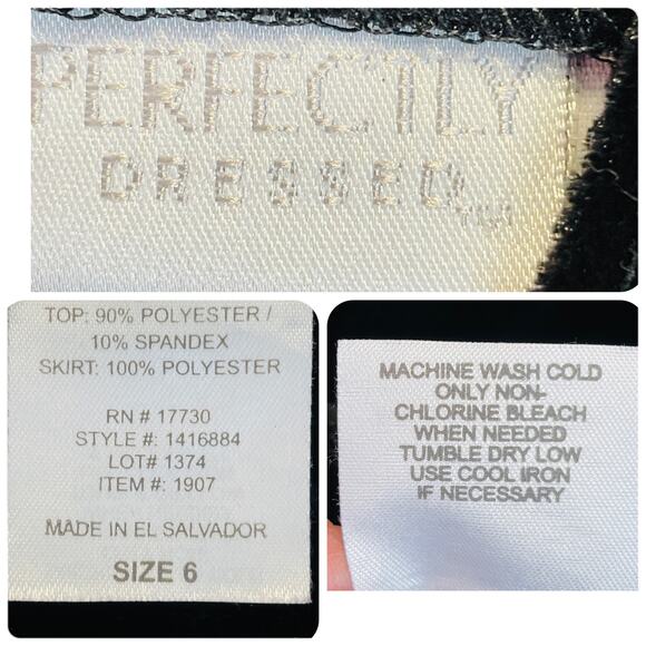 Perfectly Dressed Black Pink Velvet Chiffon Dots Fancy Formal Dress Girls 6 - Picture 7 of 8